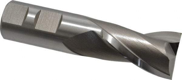 Hertel - 1", 1-1/2" LOC, 7/8" Shank Diam, 3-3/4" OAL, 2 Flute, High Speed Steel Square End Mill - Single End, Uncoated, Spiral Flute, 30° Helix, Centercutting, Right Hand Cut, Right Hand Flute - Apex Tool & Supply