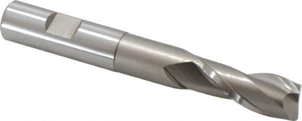 Hertel - 5/8", 1-3/8" LOC, 5/8" Shank Diam, 4-5/8" OAL, 2 Flute, High Speed Steel Square End Mill - Single End, Uncoated, Spiral Flute, 30° Helix, Centercutting, Right Hand Cut, Right Hand Flute - Apex Tool & Supply