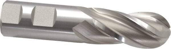 Hertel - 1" Diam, 2" LOC, 4 Flute Cobalt Ball End Mill - Uncoated, Single End, 4-1/2" OAL, 1" Shank Diam, Spiral Flute - Apex Tool & Supply