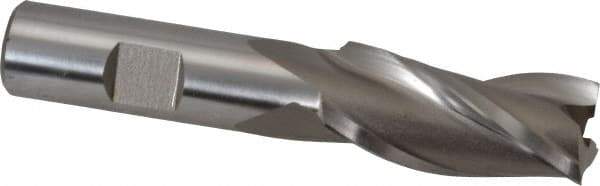 Hertel - 3/4", 1-5/8" LOC, 5/8" Shank Diam, 3-3/4" OAL, 3 Flute, High Speed Steel Square End Mill - Single End, Uncoated, Spiral Flute, 30° Helix, Centercutting, Right Hand Cut, Right Hand Flute - Apex Tool & Supply