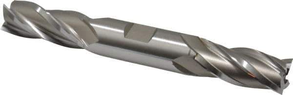Hertel - 23/32", 1-5/8" LOC, 3/4" Shank Diam, 5-5/8" OAL, 4 Flute, High Speed Steel Square End Mill - Double End, Uncoated, Spiral Flute, 30° Helix, Right Hand Cut, Right Hand Flute - Apex Tool & Supply