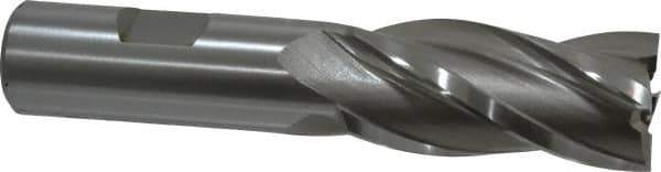 Hertel - 7/8", 1-7/8" LOC, 3/4" Shank Diam, 4-1/8" OAL, 4 Flute, High Speed Steel Square End Mill - Single End, Uncoated, Spiral Flute, 30° Helix, Right Hand Cut, Right Hand Flute - Apex Tool & Supply