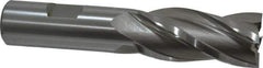 Hertel - 7/8", 1-7/8" LOC, 3/4" Shank Diam, 4-1/8" OAL, 4 Flute, High Speed Steel Square End Mill - Single End, Uncoated, Spiral Flute, 30° Helix, Right Hand Cut, Right Hand Flute - Apex Tool & Supply