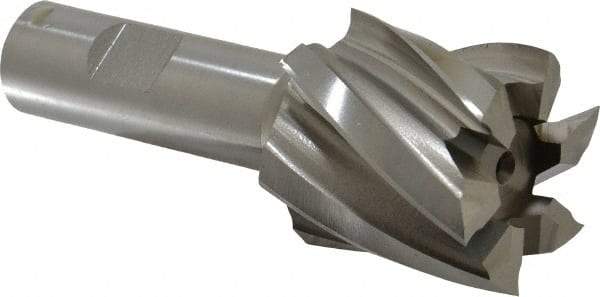 Hertel - 1-1/2", 1-1/2" LOC, 3/4" Shank Diam, 3-7/8" OAL, 6 Flute, High Speed Steel Square End Mill - Single End, Uncoated, Spiral Flute, 30° Helix, Right Hand Cut, Right Hand Flute - Apex Tool & Supply