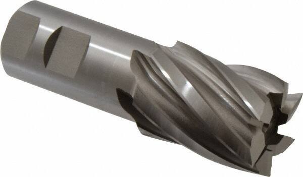 Hertel - 1-1/2", 2" LOC, 1-1/4" Shank Diam, 4-1/2" OAL, 6 Flute, High Speed Steel Square End Mill - Single End, Uncoated, Spiral Flute, 30° Helix, Right Hand Cut, Right Hand Flute - Apex Tool & Supply
