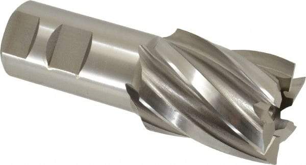 Hertel - 1-5/8", 2" LOC, 1-1/4" Shank Diam, 4-1/2" OAL, 6 Flute, High Speed Steel Square End Mill - Single End, Uncoated, Spiral Flute, 30° Helix, Right Hand Cut, Right Hand Flute - Apex Tool & Supply