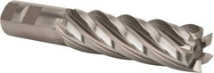 Hertel - 1-1/8", 4" LOC, 1" Shank Diam, 6-1/2" OAL, 6 Flute, High Speed Steel Square End Mill - Single End, Uncoated, Spiral Flute, 30° Helix, Right Hand Cut, Right Hand Flute - Apex Tool & Supply