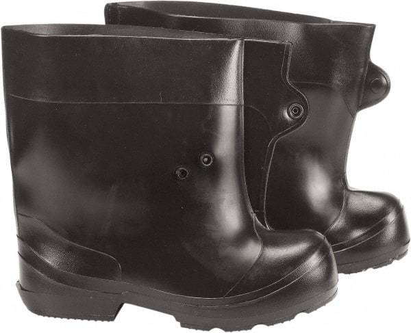 Winter Walking - Men's 5 - 7.5 (Women's 7-9.5) Traction Overboots - 10" High, Plain Toe, Nonslip Sole, Rubber Upper, Black - Apex Tool & Supply