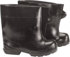 Winter Walking - Men's 5 - 7.5 (Women's 7-9.5) Traction Overboots - 10" High, Plain Toe, Nonslip Sole, Rubber Upper, Black - Apex Tool & Supply