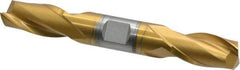 Hertel - 5/8", 1-1/8" LOC, 5/8" Shank Diam, 4-1/2" OAL, 2 Flute, High Speed Steel Square End Mill - Double End, TiN Finish, Spiral Flute, 30° Helix, Centercutting, Right Hand Cut, Right Hand Flute - Apex Tool & Supply