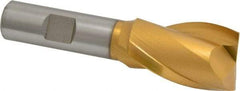 Hertel - 1", 1-1/2" LOC, 5/8" Shank Diam, 3-5/8" OAL, 2 Flute, High Speed Steel Square End Mill - Single End, TiN Finish, Spiral Flute, 30° Helix, Centercutting, Right Hand Cut, Right Hand Flute - Apex Tool & Supply