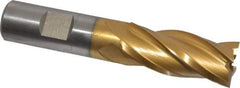 Hertel - 13/16", 1-7/8" LOC, 3/4" Shank Diam, 4-1/8" OAL, 4 Flute, High Speed Steel Square End Mill - Single End, TiN Finish - Apex Tool & Supply