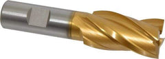 Hertel - 1", 1-7/8" LOC, 3/4" Shank Diam, 4-1/8" OAL, 4 Flute, High Speed Steel Square End Mill - Single End, TiN Finish, Spiral Flute, 30° Helix, Right Hand Cut, Right Hand Flute - Apex Tool & Supply