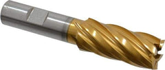 Hertel - 13/16", 1-7/8" LOC, 5/8" Shank Diam, 4" OAL, 6 Flute, High Speed Steel Square End Mill - Single End, TiN Finish - Apex Tool & Supply