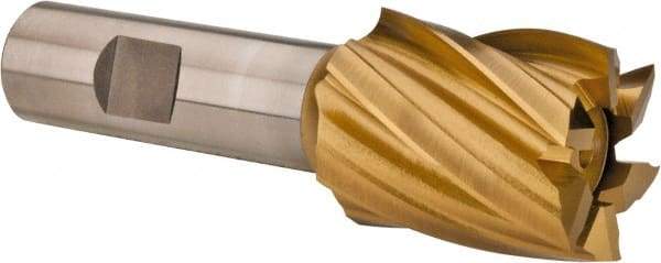 Hertel - 1-1/4", 1-1/2" LOC, 3/4" Shank Diam, 3-7/8" OAL, 6 Flute, High Speed Steel Square End Mill - Single End, TiN Finish, Spiral Flute, 30° Helix, Right Hand Cut, Right Hand Flute - Apex Tool & Supply