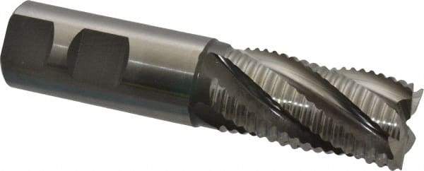 Hertel - 1" Diam, Coarse Pitch, 2" LOC, 5 Flute Cobalt Roughing Square End Mill - Uncoated, 4-1/2" OAL, 1" Shank Diam, Single End, Centercutting, 30° Helix - Apex Tool & Supply