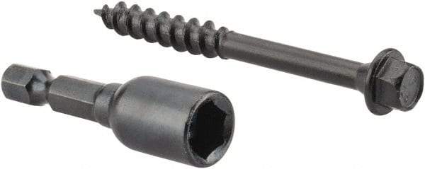Value Collection - 1/4", 2-1/2" OAL, Hex Head Wood Screw - Steel - Apex Tool & Supply