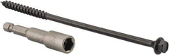 Value Collection - 1/4", 6" OAL, Hex Head Wood Screw - Steel - Apex Tool & Supply
