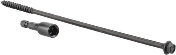 Value Collection - 1/4", 8" OAL, Hex Head Wood Screw - Steel - Apex Tool & Supply