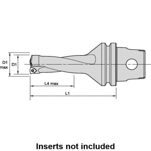 Kennametal - 101.6mm Max Drill Depth, 2xD, 50.8mm Diam, Indexable Insert Drill - 2 Inserts, 50mm Shank Diam, KM50 Modular Connection Shank - Apex Tool & Supply