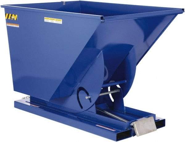 Vestil - 2,000 Lb Load Capacity, 1-1/2 Cu Yd, Steel Self-Dumping Hopper - 43-11/16" Wide x 68-5/16" Long x 51-13/16" High, Blue - Apex Tool & Supply