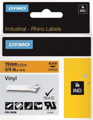 Dymo - 216" Long, Black on Orange Label Printer Cartridge - For DYMO Brand Labeling Equipment Designed for "D1" Tapes (Check Width Compatibility), RHINO 4200, 5200, 6000, 6500, 5000 - Apex Tool & Supply