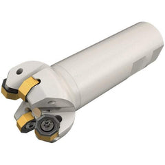 Iscar - 45° Lead Angle, 1.909" Max Cut Diam, 1-1/2" Min Cut Diam, 0.138" Max Depth of Cut, Indexable Chamfer and Angle End Mill - 4 Inserts, O/RXMT, ON.U, S845 SN.U Insert Style, 4-1/2" Overall Length, Through Coolant, Straight Shank - Apex Tool & Supply