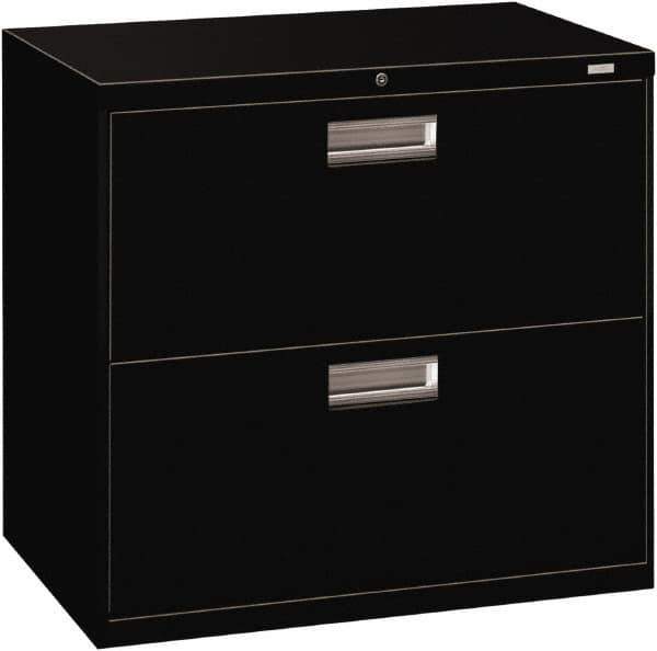 Hon - 30" Wide x 28-3/8" High x 19-1/4" Deep, 2 Drawer Roll-Out - Steel, Black - Apex Tool & Supply
