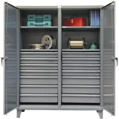 Strong Hold - 4 Shelf 14 Bin Locking Storage Cabinet - Steel, 60" Wide x 24" Deep x 78" High, Dark Gray - Apex Tool & Supply