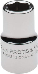 Proto - 1/2" Drive, Standard Hand Socket - 6 Points, 1-1/2" OAL, Chrome Finish - Apex Tool & Supply