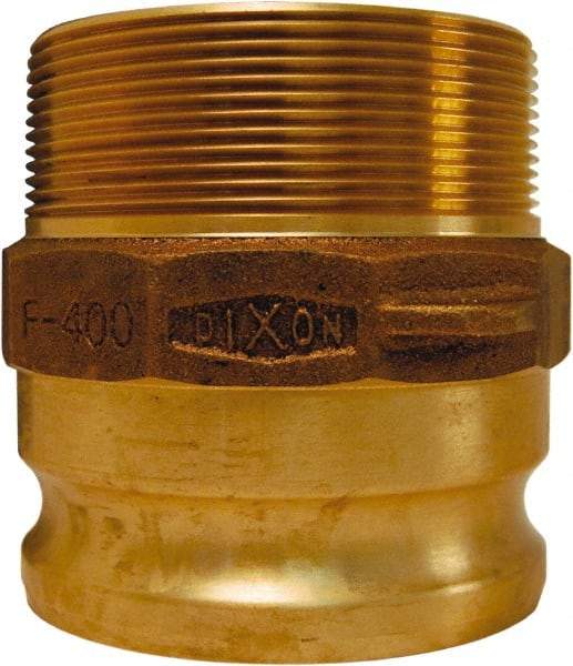 Dixon Valve & Coupling - 4" Brass Cam & Groove Suction & Discharge Hose Male Adapter Male NPT Thread - Part F, 4" Thread, 100 Max psi - Apex Tool & Supply