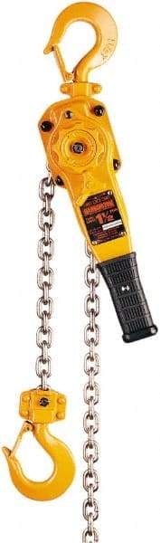 Harrington Hoist - 4,000 Lb Lifting Capacity, 20' Lift Height, Lever Hoist - Made from Chain, 59 Lb Avg Pull to Lift Rated Load, 1 Chain - Apex Tool & Supply