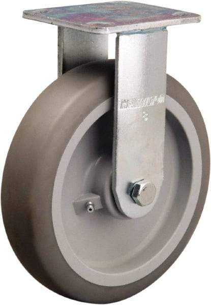 Hamilton - 8" Diam x 2" Wide x 9-1/2" OAH Top Plate Mount Rigid Caster - Rubber Mold on Polyolefin, 500 Lb Capacity, Straight Roller Bearing, 4 x 4-1/2" Plate - Apex Tool & Supply