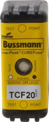 Cooper Bussmann - 300 VDC, 600 VAC, 20 Amp, Time Delay General Purpose Fuse - Plug-in Mount, 1-7/8" OAL, 100 at DC, 200 (CSA RMS), 300 (UL RMS) kA Rating - Apex Tool & Supply