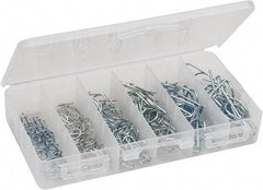 Value Collection - 100 Piece, 1/4 to 3/4" Pin Diam, Locking Cotter Pin Assortment - Spring Wire - Apex Tool & Supply