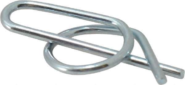 Value Collection - 1/2" Shaft Diam, 1.456" Long, 0.072" Wire Diam, Locking Cotter Pin - 0.51 to 0.52" Ring Diam, RC 60-70 Spring Steel, Zinc-Plated Finish - Apex Tool & Supply