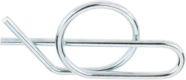 Value Collection - 5/8" Shaft Diam, 1.69" Long, 0.072" Wire Diam, Locking Cotter Pin - 0.635 to 0.645" Ring Diam, RC 60-70 Spring Steel, Zinc-Plated Finish - Apex Tool & Supply