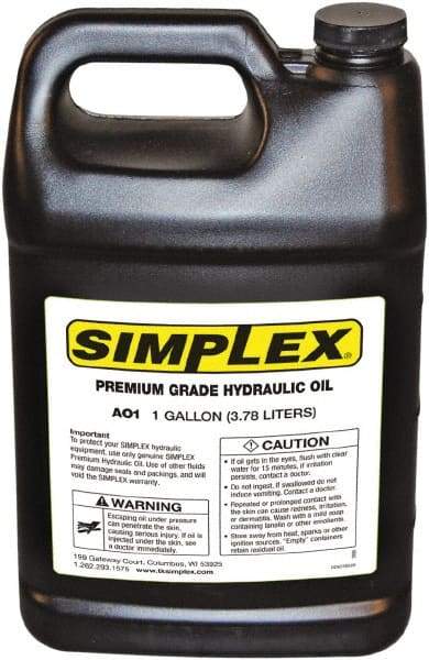 TK Simplex - 1 Gal Jug Mineral Hydraulic Oil - -50 to 120°F, ISO 32, 150 to 155 SUS at 100°F - Apex Tool & Supply