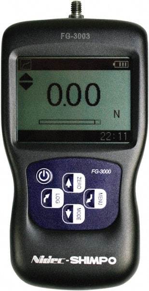 SHIMPO - 1 kgf Capacity, 0.001 kgf Resolution, Aluminum, Digital Tension & Compression Force Gage - Accurate Up to 0.3% (Full Scale) - Apex Tool & Supply