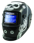 #41282 - Solar Powered Welding Helment; Black with Skull and Pistol Graphics - Apex Tool & Supply