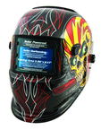 #41283 - Solar Powered Welding Helment; Black with Skull and Pipewrench Graphics - Apex Tool & Supply