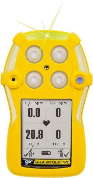 BW Technologies by Honeywell - Visual, Vibration & Audible Alarm, LCD Display, Multi-Gas Detector - Monitors LEL, Oxygen & Hydrogen Sulfide, -20 to 50°C Working Temp - Apex Tool & Supply