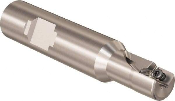 Seco - 1/2" Cut Diam, 9mm Max Depth of Cut, 5/8" Shank Diam, 58.4mm OAL, Indexable Square Shoulder Slot Milling End Mill - Weldon Shank, 90° Lead Angle, Through Coolant, Series R217.69 - Apex Tool & Supply
