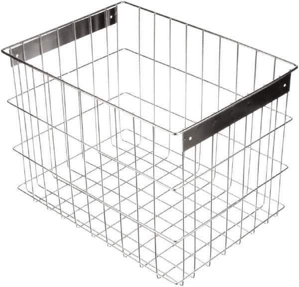 Marlin Steel Wire Products - 16-1/2" Deep, Rectangular Stainless Steel Wire Basket - 11-3/4" Wide x 12-1/4" High - Apex Tool & Supply
