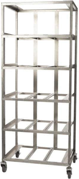 Marlin Steel Wire Products - 21-21/32" Wide x 28-1/2" Long x 12-1/4" High Storage Rack Cart - 5 Shelf, 5 Slot, Stainless Steel, 4 Swivel Casters - Apex Tool & Supply