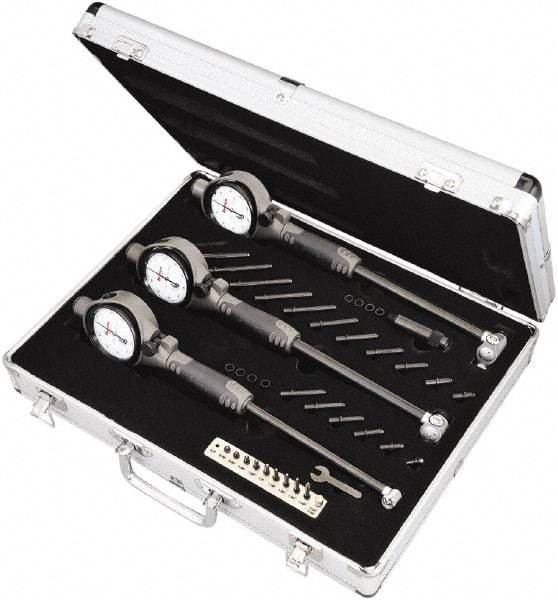 Starrett - 0.7" to 6" Dial Bore Gage Set - 0.0005" Graduation, 6" Gage, Hardened Tool Steel - Apex Tool & Supply