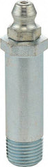 Umeta - Straight Head Angle, 1/8-27 PTF Steel Standard Grease Fitting - 7/16" Hex, 1-3/4" Overall Height, 1-17/64" Shank Length, Zinc Plated Finish - Apex Tool & Supply