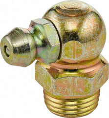 Umeta - 90° Head Angle, 1/8-28 BSPT Brass Standard Grease Fitting - 11mm Hex, 20mm Overall Height, 5.5mm Shank Length - Apex Tool & Supply