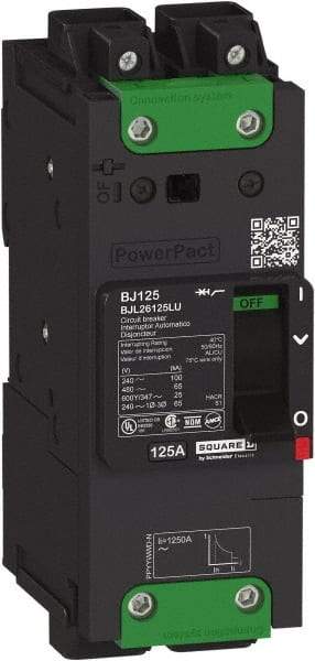 Square D - 45 Amp, 600Y/347 VAC, 2 Pole, Unit Mount B-Frame Circuit Breaker - Thermal-Magnetic Trip, 65 kA at 240 VAC, 35 kA at 480 VAC, 18 kA at 600Y/347 VAC Breaking Capacity, 14-3/0 AWG - Apex Tool & Supply