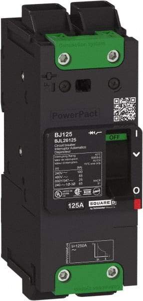 Square D - 50 Amp, 600Y/347 VAC, 2 Pole, Unit Mount B-Frame Circuit Breaker - Thermal-Magnetic Trip, 25 kA at 240 VAC, 18 kA at 277 VAC, 14 kA at 600Y/347 VAC Breaking Capacity, 14-3/0 AWG - Apex Tool & Supply
